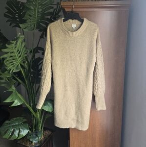 a new day Beige Cable Sleeve Long Sleeve Sweater Dress